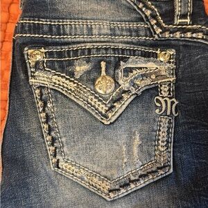 Miss Me Blue Jeans with Embellished Pockets